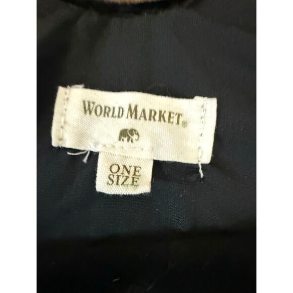 Gorgeous black floral Velvet burnout kimono with fringe World Market One Size - Picture 5 of 10